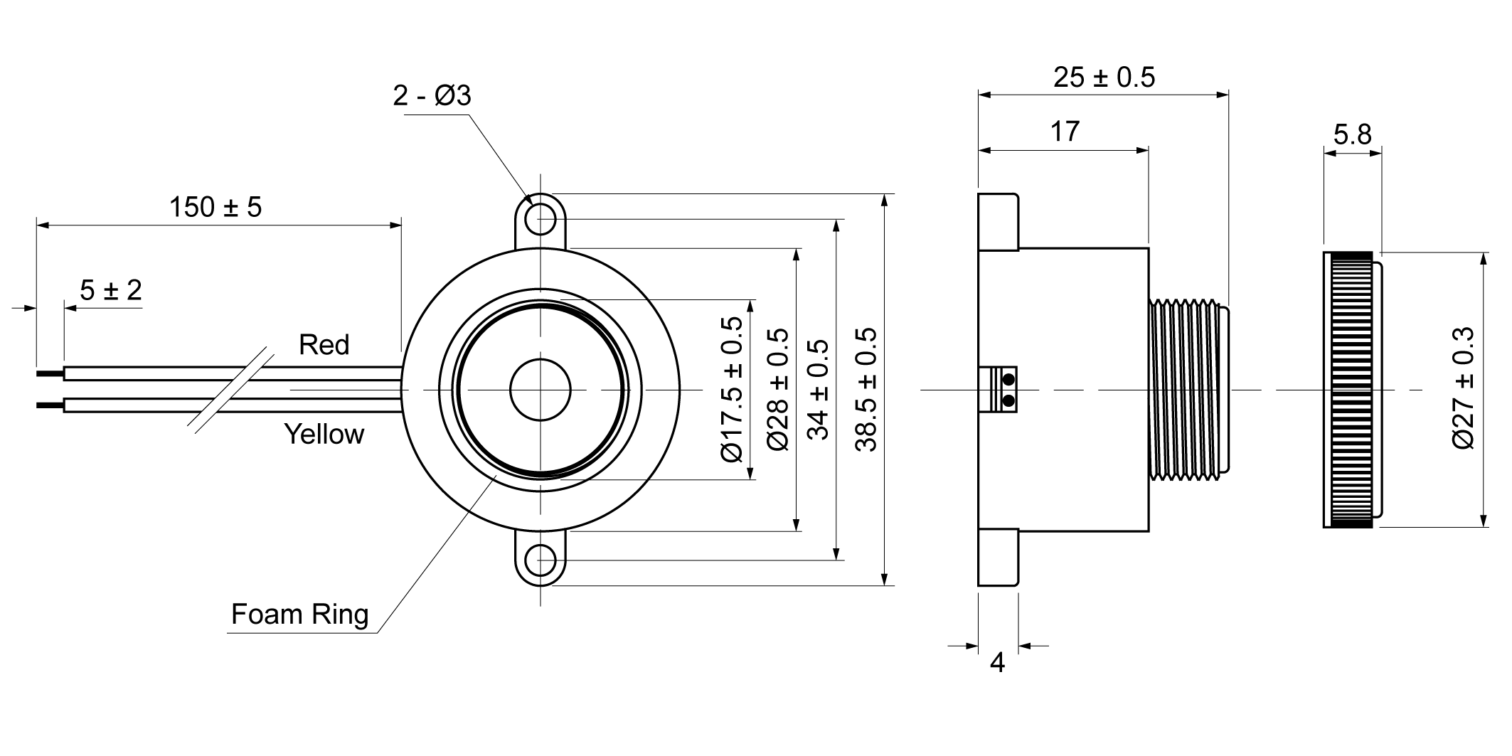 XPB2825-35S12W Mechanical Drawing